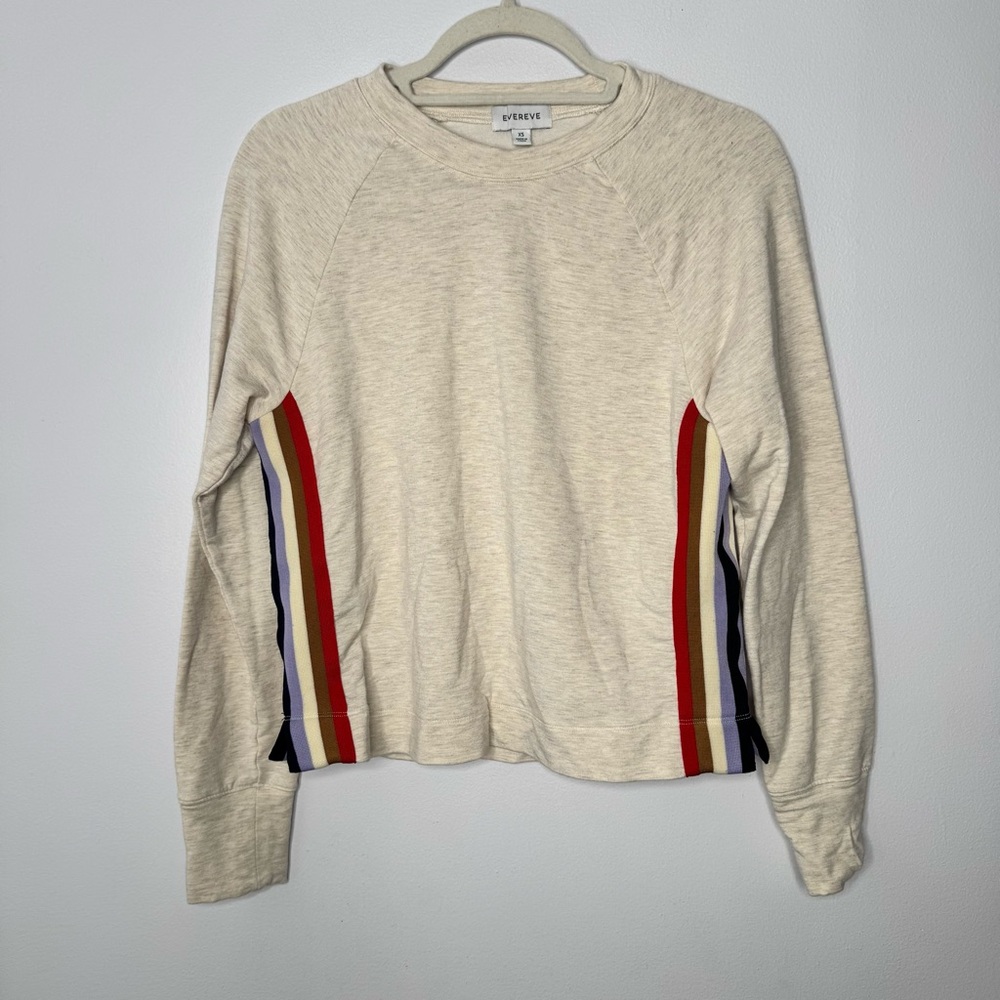 Evereve Women's Cream Sweatshirt with Colorful Stripes